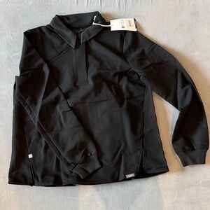 Figs Black IGAVA long sleeve polo top